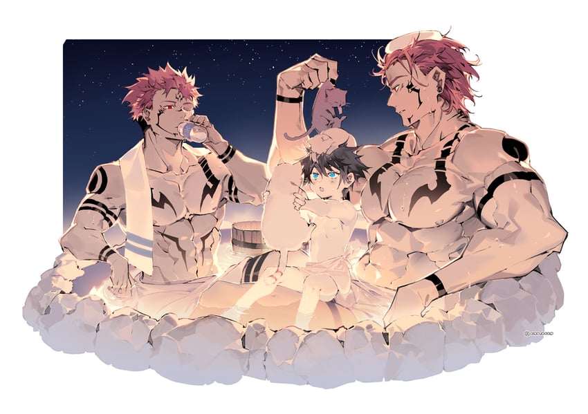 fushiguro megumi and ryoumen sukuna (jujutsu kaisen) drawn by aocvoooo