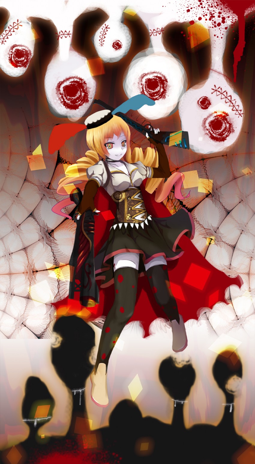 tomoe mami and charlotte (mahou shoujo madoka magica) drawn by fuyou_deng
