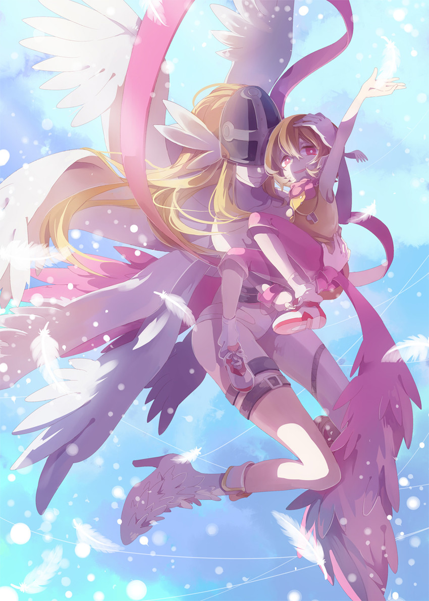 angewomon and yagami hikari (digimon and 1 more) drawn by huan_li