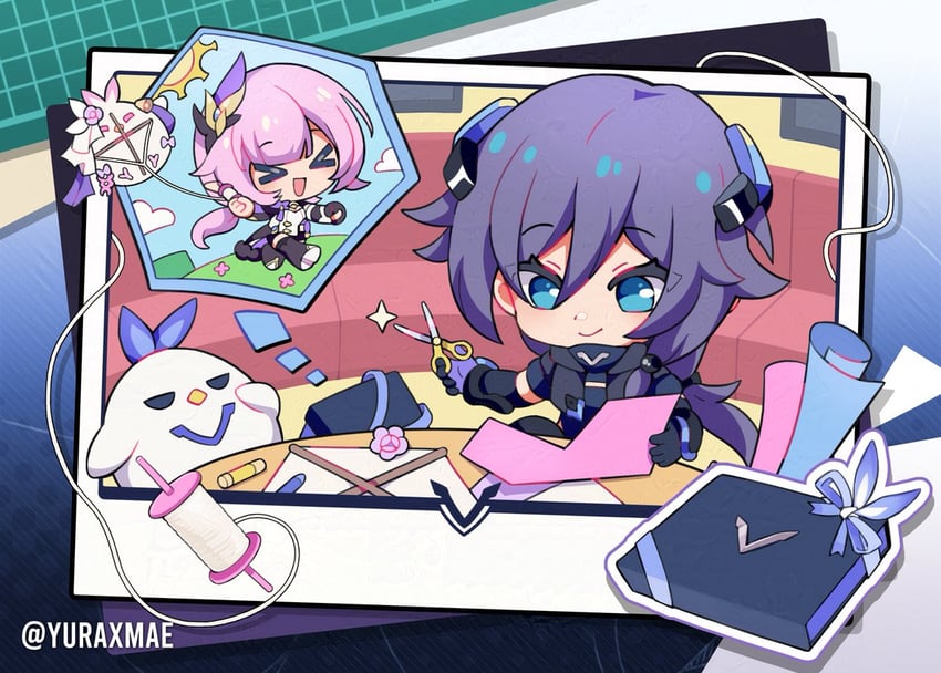 elysia, fu hua, and jingwei (honkai and 1 more) drawn by yurax-mae