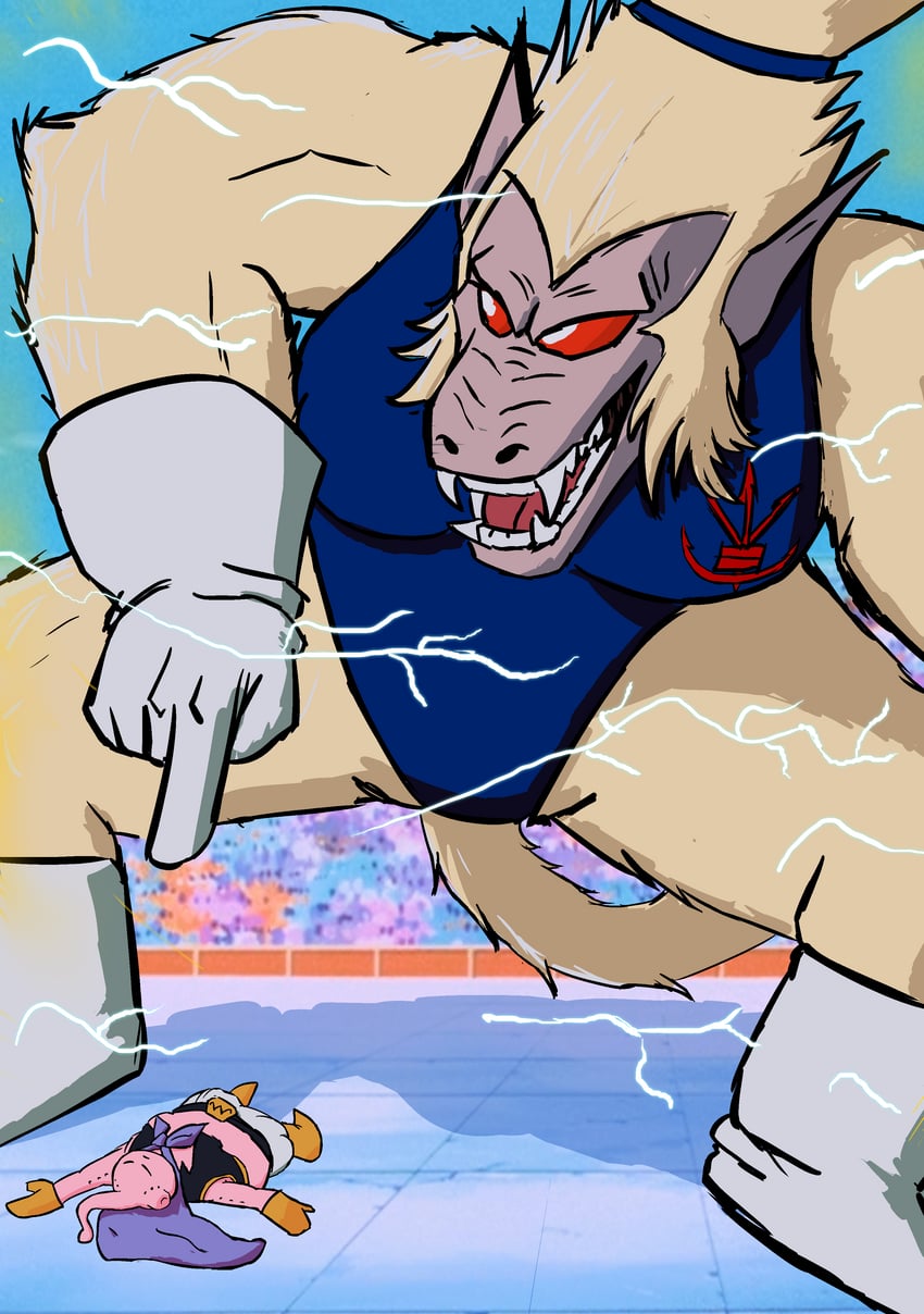 majin buu, bra, fat buu, oozaru, golden oozaru, and 1 more (original and 2 more) drawn by mr-takoyama