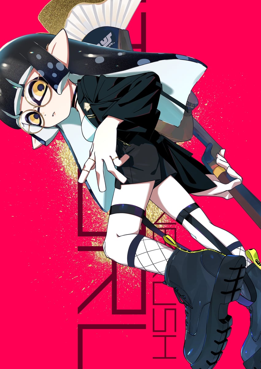 inkling player character and inkling girl (splatoon and 1 more) drawn by congcongcon