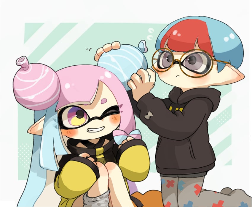 inkling player character, inkling girl, iono, and penny (pokemon and 2 more) drawn by smr_ika
