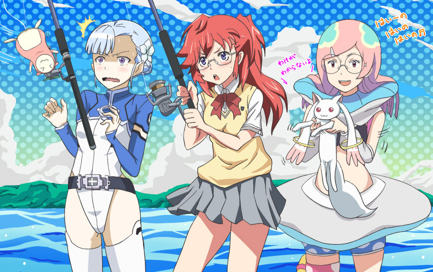 kyubey, fin e ld si laffinty, takatsuki ichika, katou emiri, rinon, and 1 more (mahou shoujo madoka magica and 3 more) drawn by banboro_(technobot)