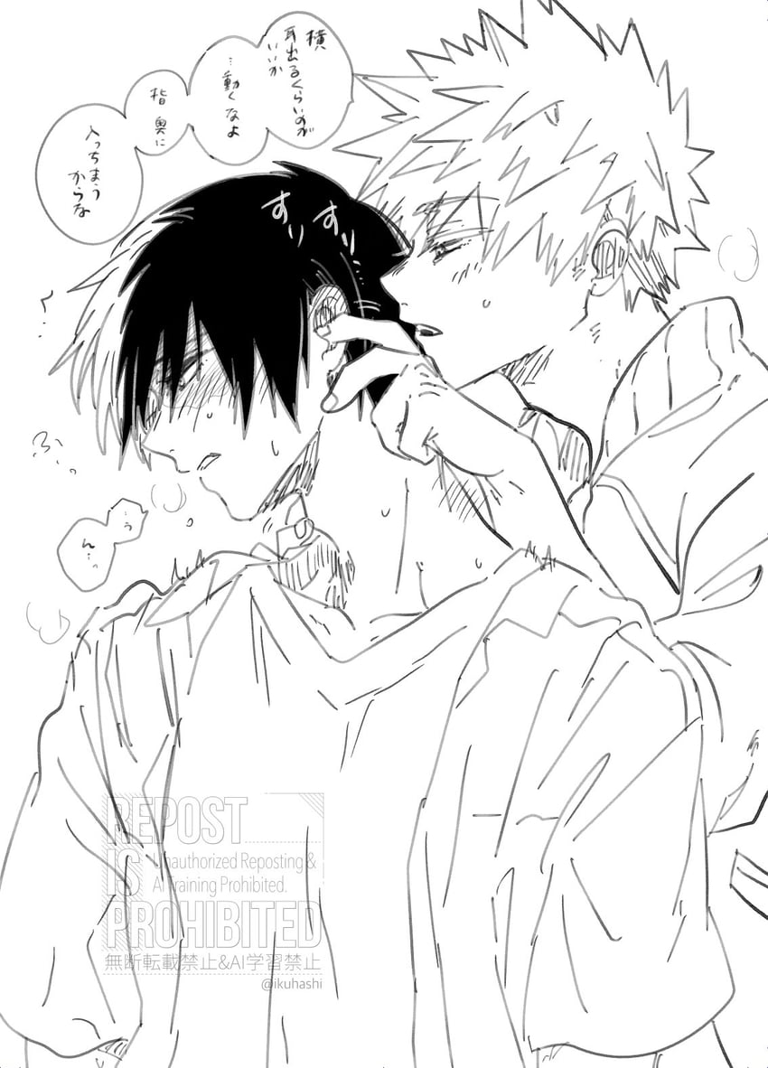 bakugou katsuki and todoroki shoto (boku no hero academia) drawn by ikuhashi_muiko