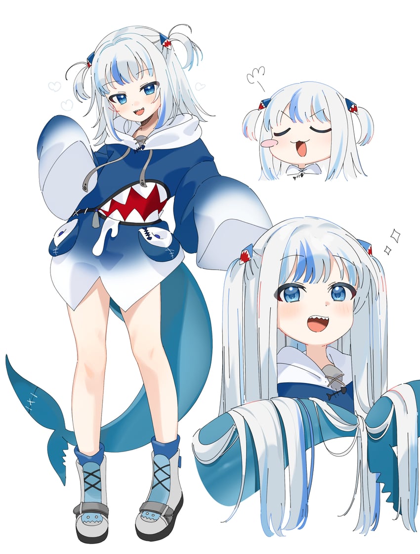 gawr gura (hololive and 1 more) drawn by gotoh_(nekocat)