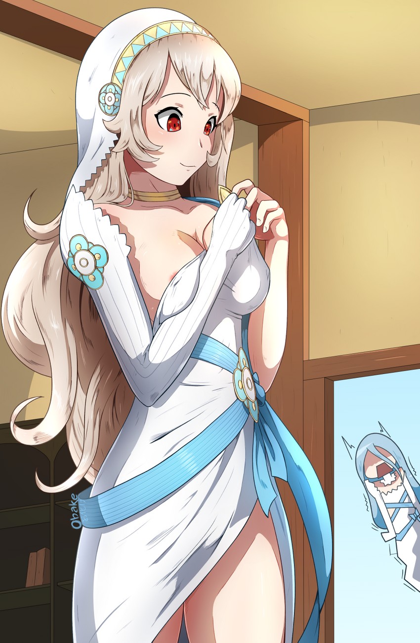 azura and female corrin (fire emblem and 2 more) drawn by obakeart