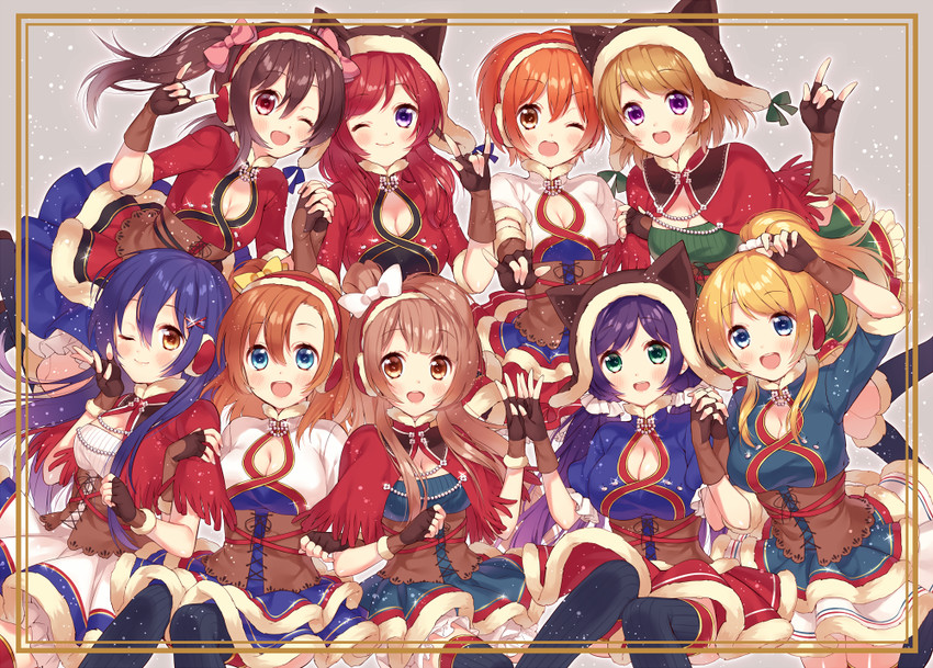 nishikino maki, tojo nozomi, sonoda umi, yazawa nico, ayase eli, and 4 more (love live! and 2 more) drawn by kuroki_(ma-na-tu)