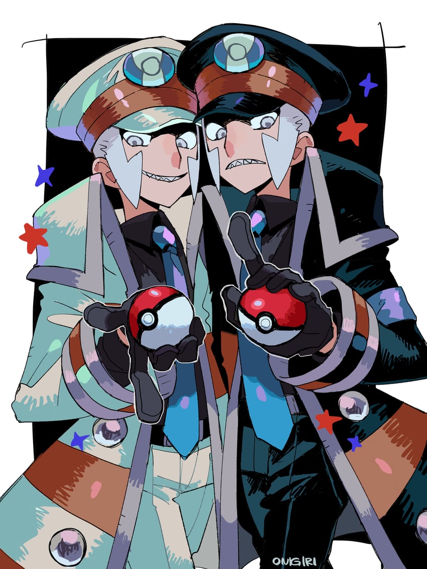 ingo and emmet (pokemon and 1 more) drawn by onigiri_(ahku5522)