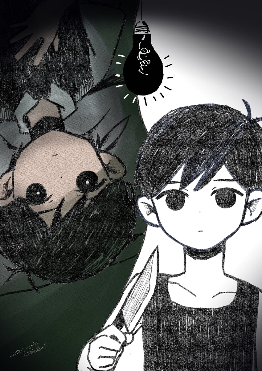 sunny and omori (omori) drawn by 00fc_illust