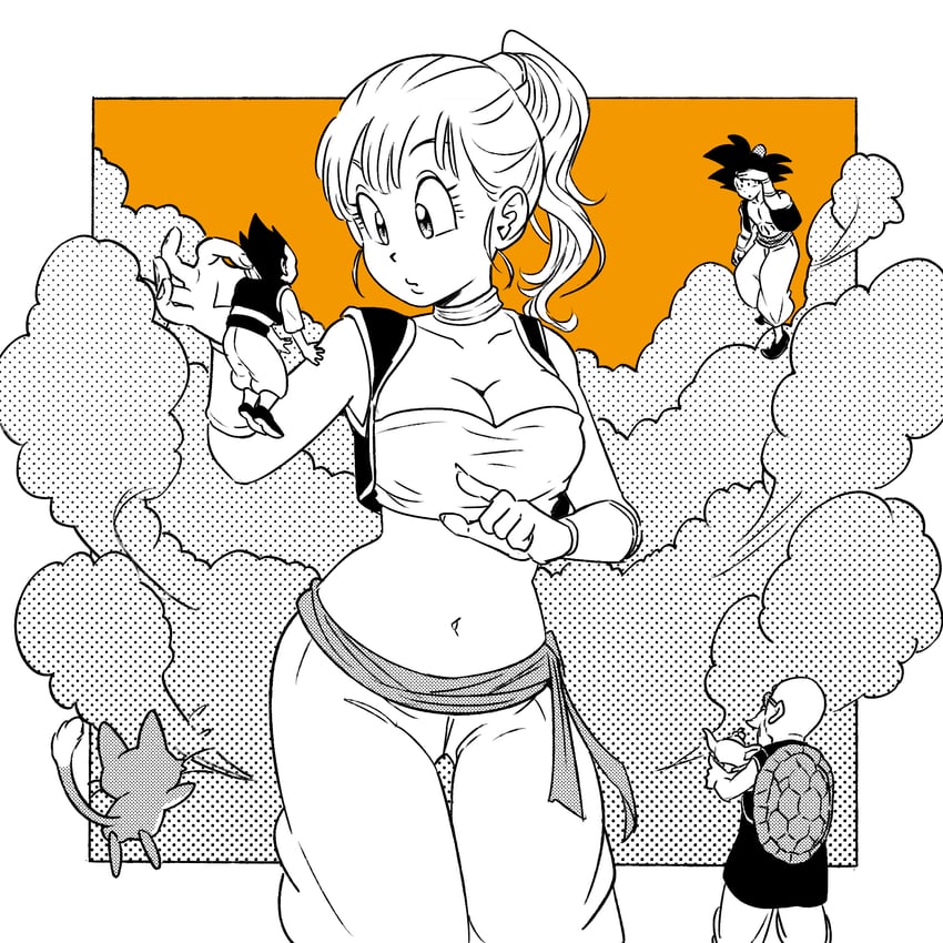 son goku, vegeta, bulma, muten roushi, and puar (dragon ball and 1 more) drawn by yuichi_ishikawa