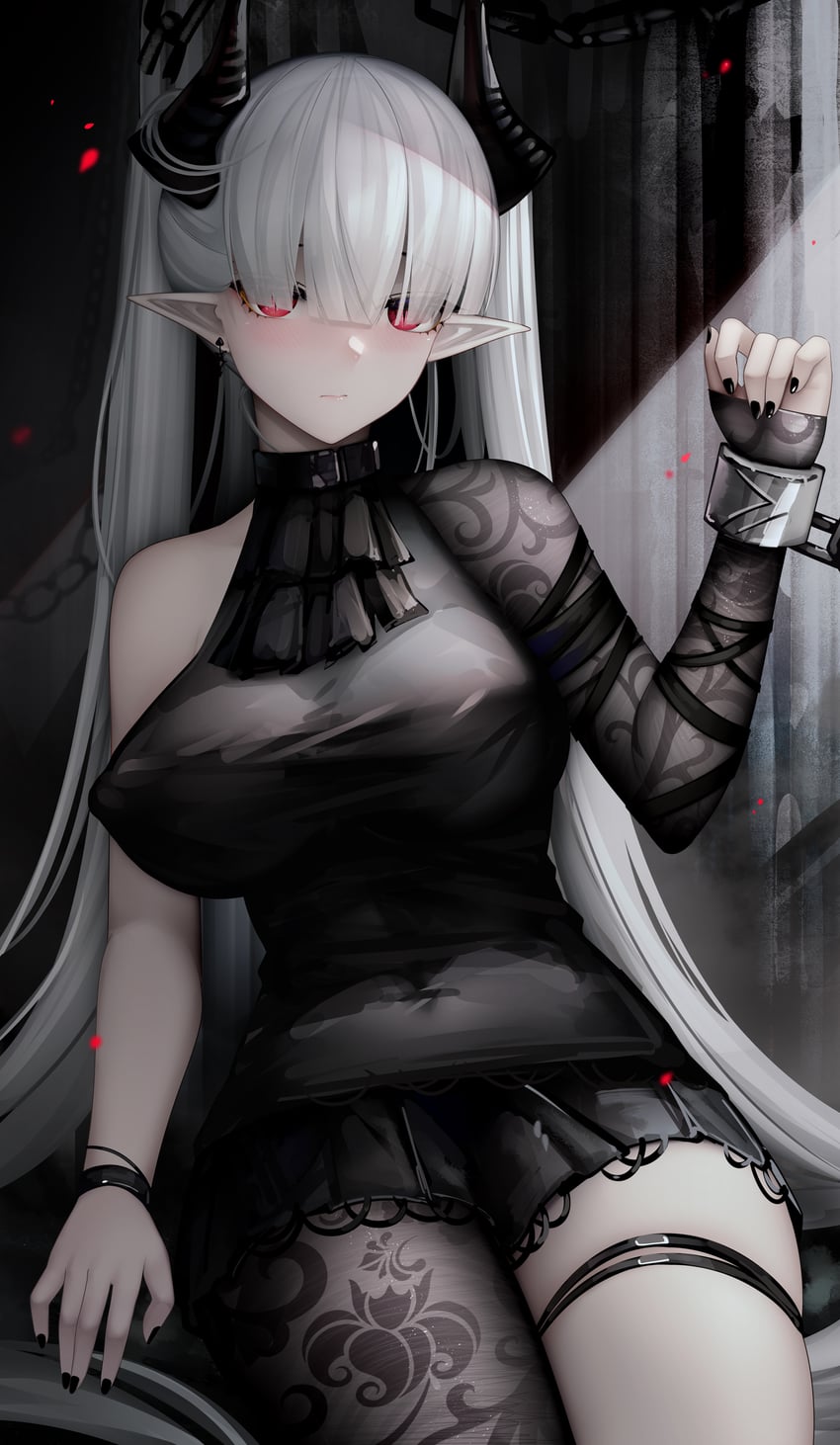 chained sarkaz girl (arknights) drawn by binggong_asylum