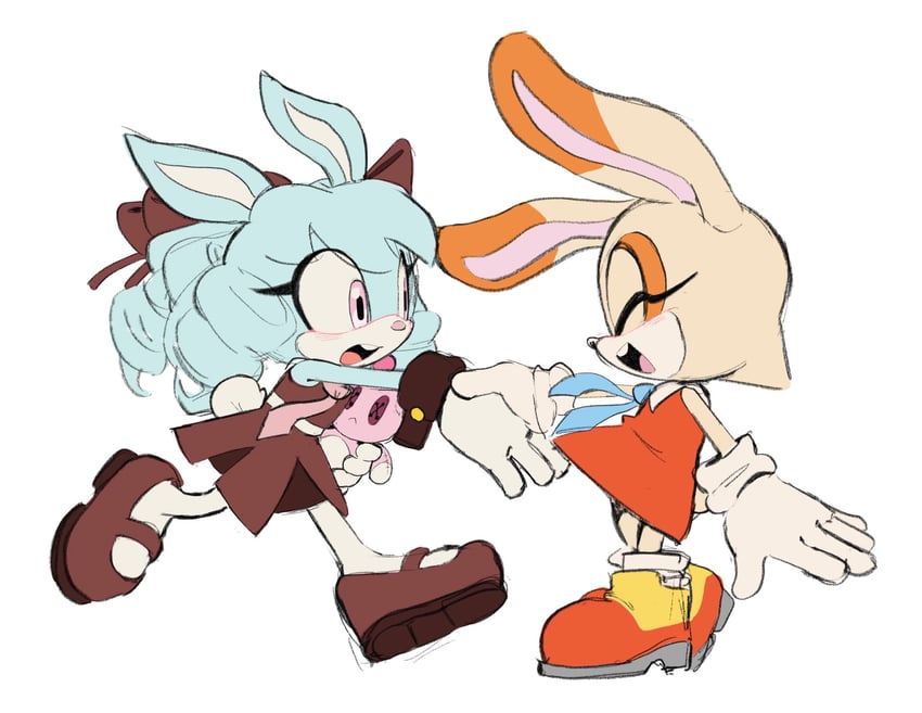 cream the rabbit, neutral chao, and anya the rabbit (original and 1 more) drawn by qkora01