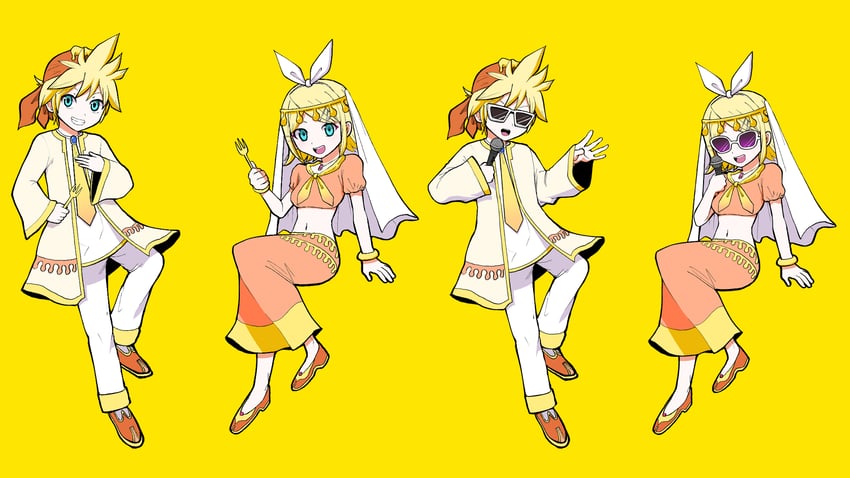 kagamine rin and kagamine len (vocaloid and 1 more) drawn by pinocchio-p