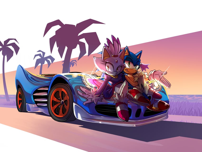 sonic the hedgehog and blaze the cat (sonic and 3 more) drawn by ebettoran