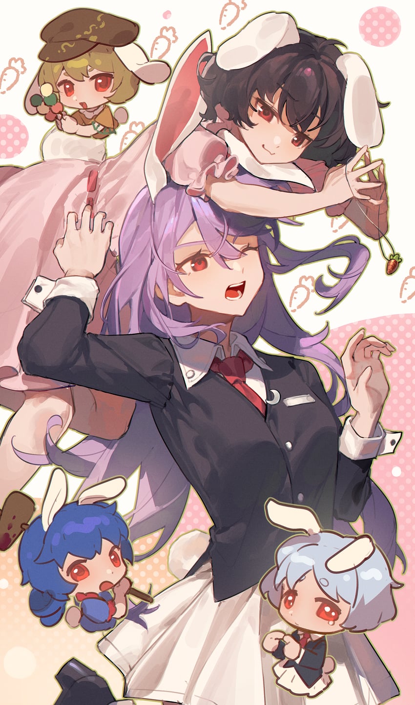 reisen udongein inaba, inaba tewi, seiran, ringo, and reisen (touhou) drawn by ender_xiaohai