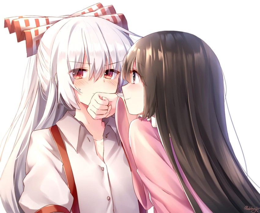 fujiwara no mokou and houraisan kaguya (touhou) drawn by pudding_(skymint_028)