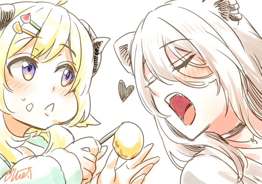 shishiro botan and tsunomaki watame (hololive) drawn by buru-dai