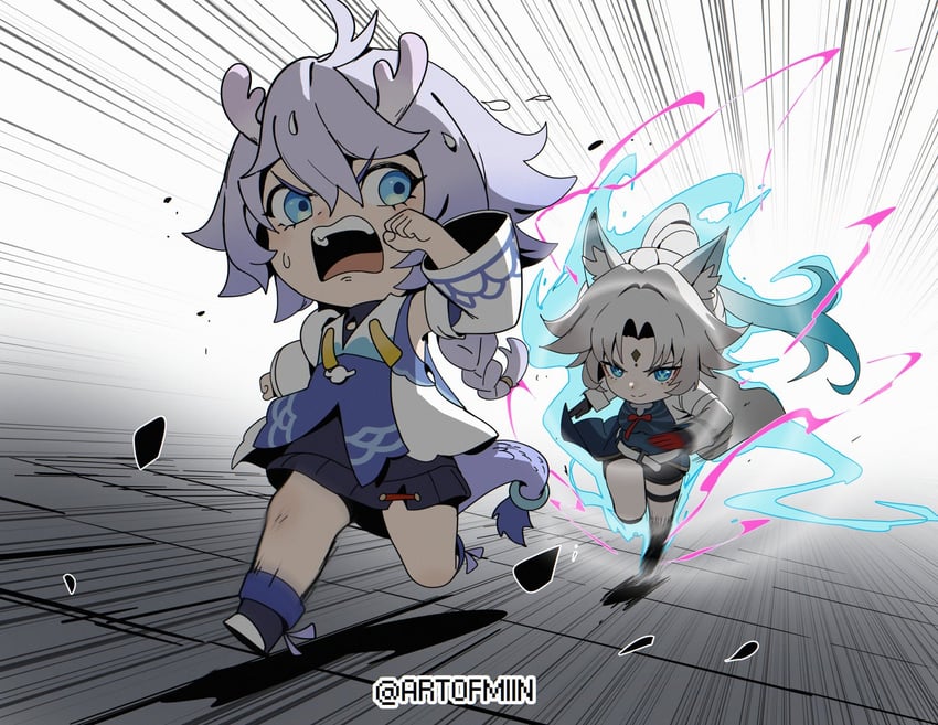 feixiao and bailu (honkai and 1 more) drawn by artofmiin