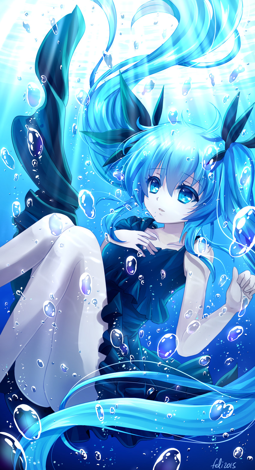 hatsune miku (vocaloid and 1 more) drawn by felicia-val