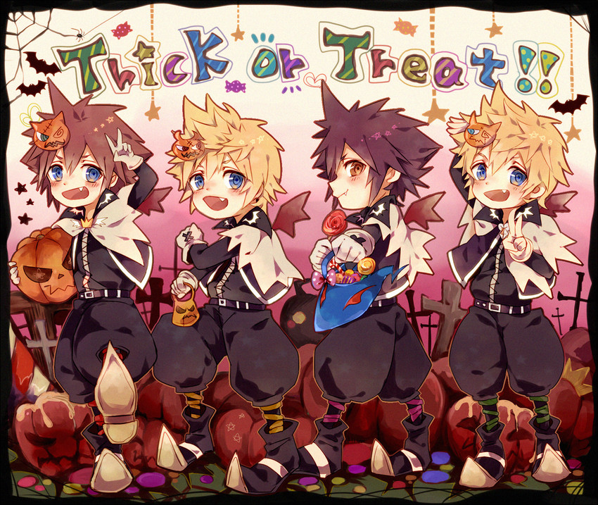 roxas, ventus, vanitas, sora, and flood (kingdom hearts) drawn by pinko_(inazume-panko)