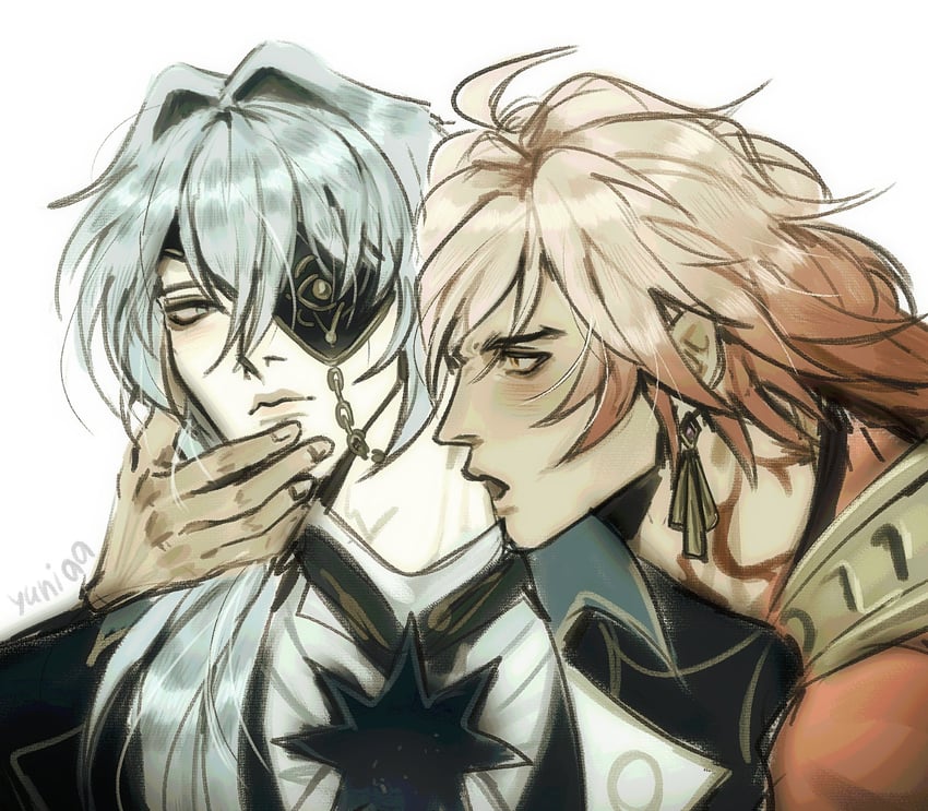 mydei and anaxa (honkai and 1 more) drawn by yuniaa