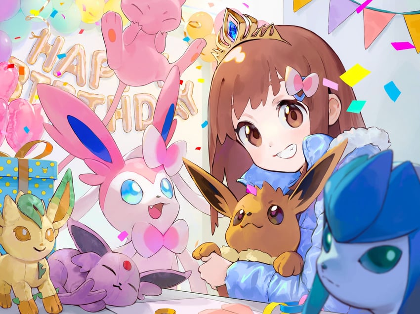 pikachu, eevee, sylveon, glaceon, espeon, and 2 more (pokemon) drawn by matsuo_shogo