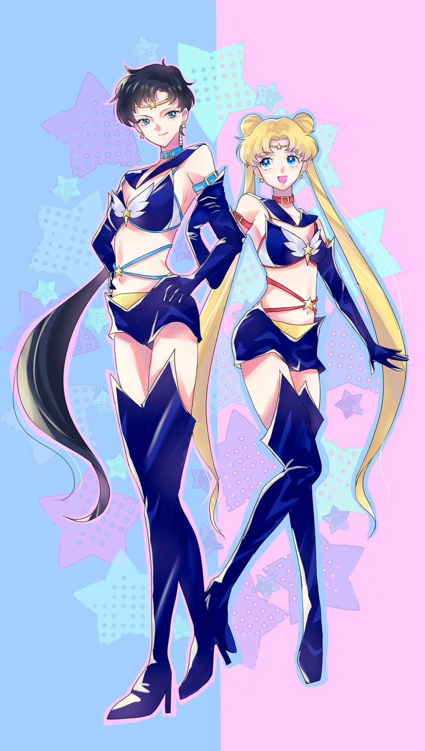 tsukino usagi, sailor moon, seiya kou, and sailor star fighter (bishoujo senshi sailor moon and 1 more) drawn by polish008800