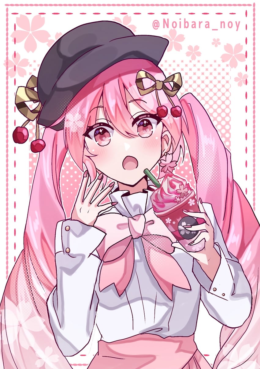 hatsune miku and sakura miku (vocaloid) drawn by noibara_noy