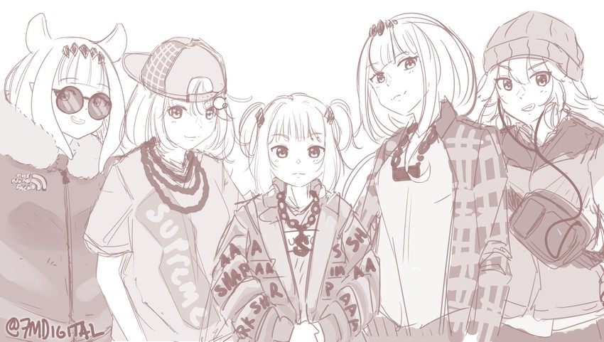 gawr gura, mori calliope, ninomae ina'nis, takanashi kiara, and watson amelia (hololive and 2 more) drawn by 7m
