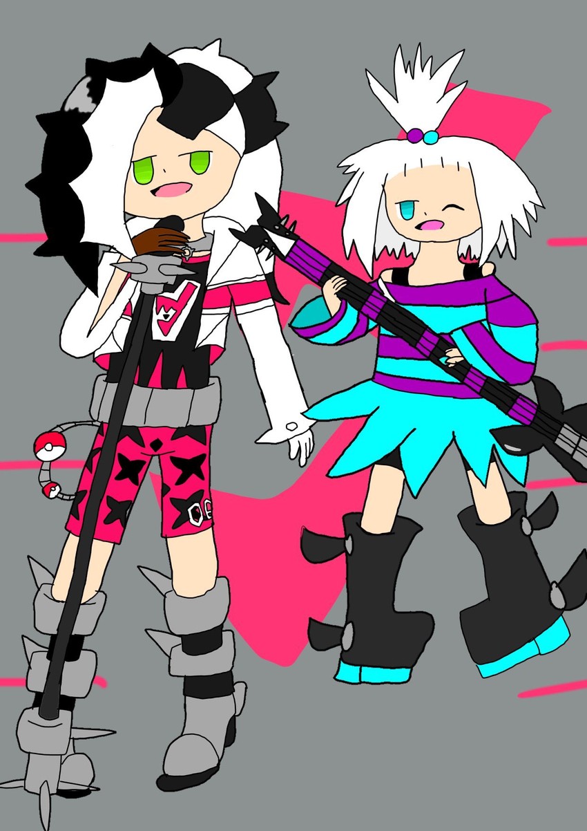piers and roxie (pokemon and 2 more) drawn by yukari_(yukari21653710)