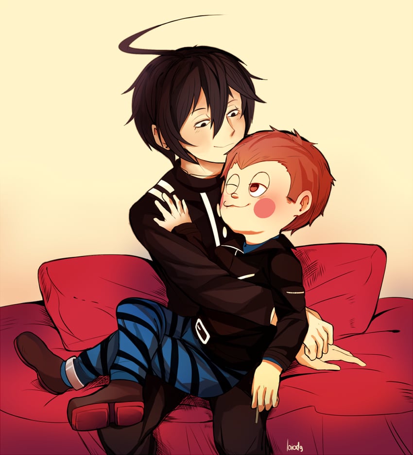 saihara shuichi and hoshi ryoma (danganronpa and 1 more) drawn by loiodg