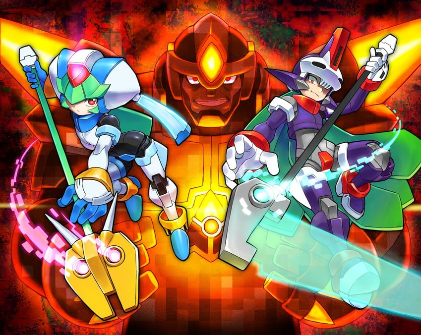 pandora, model w, prometheus, and serpent (mega man and 2 more) drawn by shigehiro_(hiroi_heya)