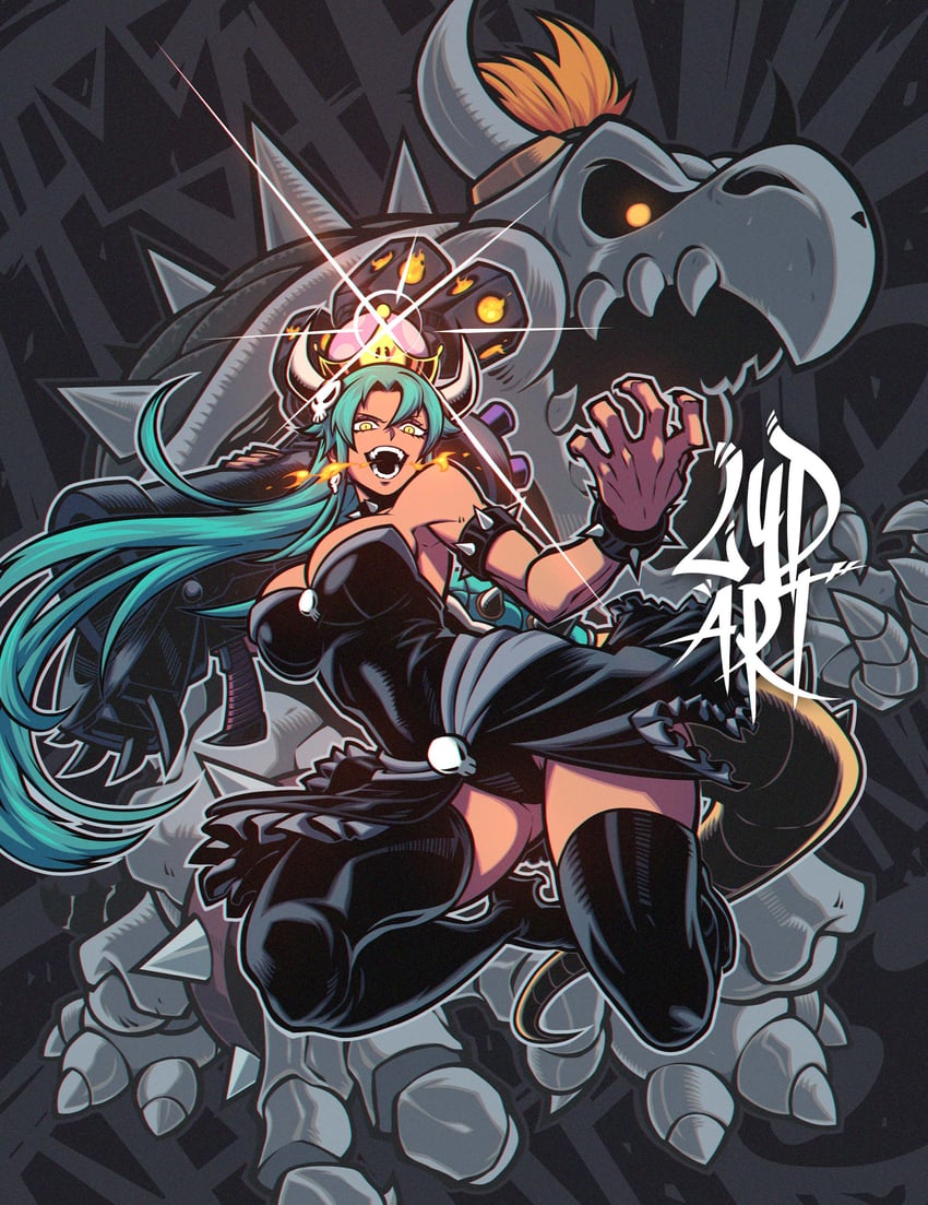 bowsette and dry bowsette (mario and 1 more) drawn by lydart_mclo