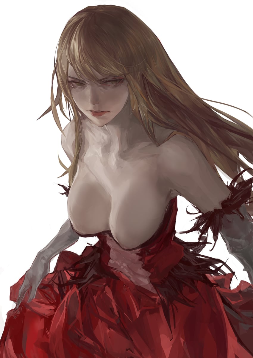 oshino shinobu and kiss-shot acerola-orion heart-under-blade (monogatari) drawn by tristan_mori