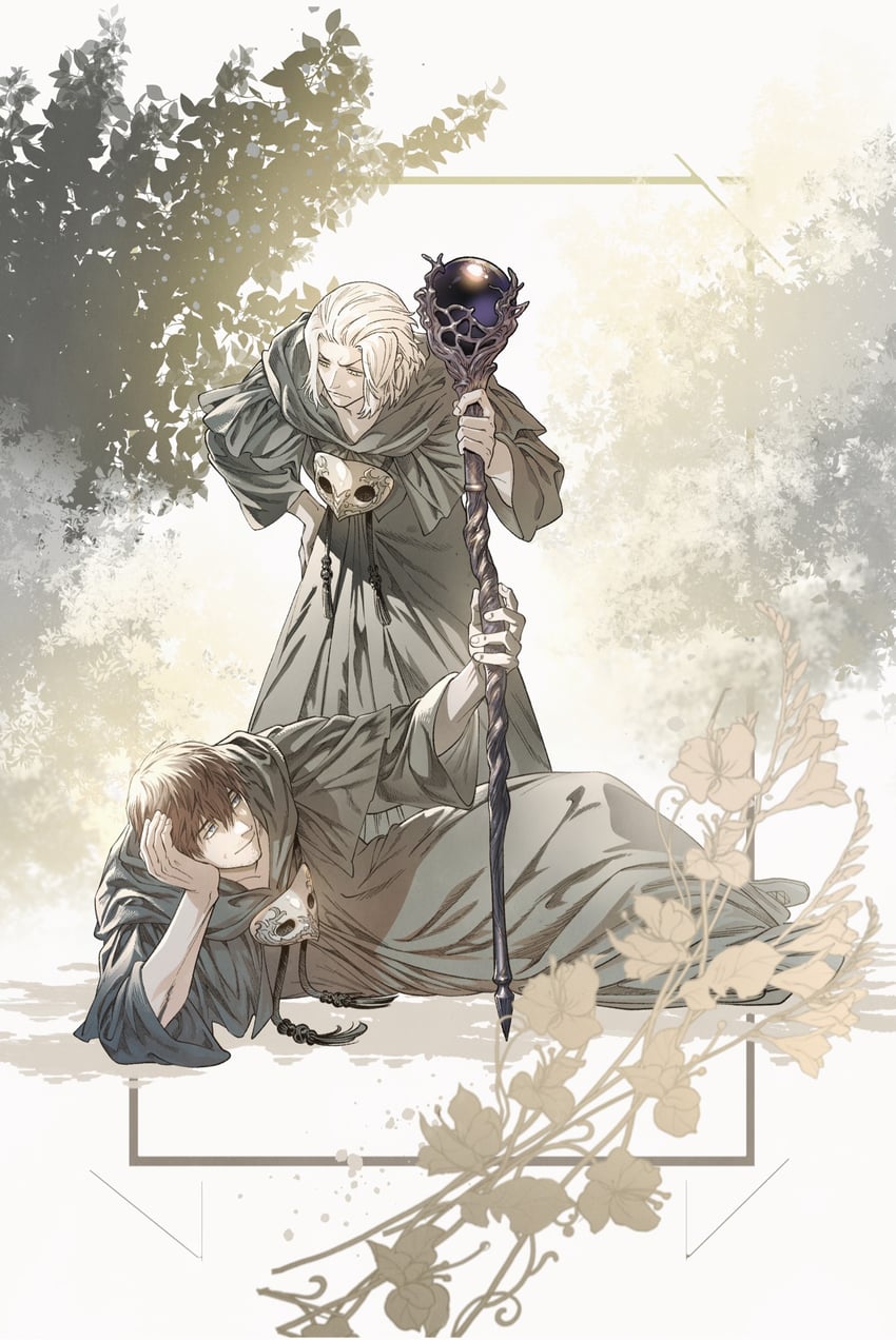 warrior of light, adventurer, emet-selch, and black mage (final fantasy and 1 more) drawn by 5altybitter5
