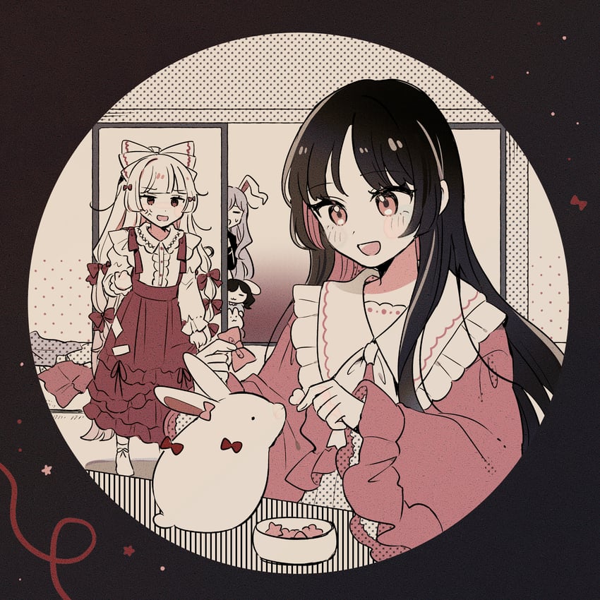 reisen udongein inaba, fujiwara no mokou, houraisan kaguya, inaba tewi, and inaba mob (touhou) drawn by mozukuzu_(manukedori)