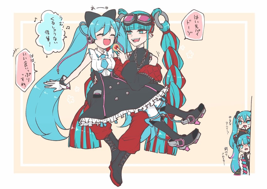 hatsune miku and magical mirai miku (vocaloid and 1 more) drawn by yurimozyu2038
