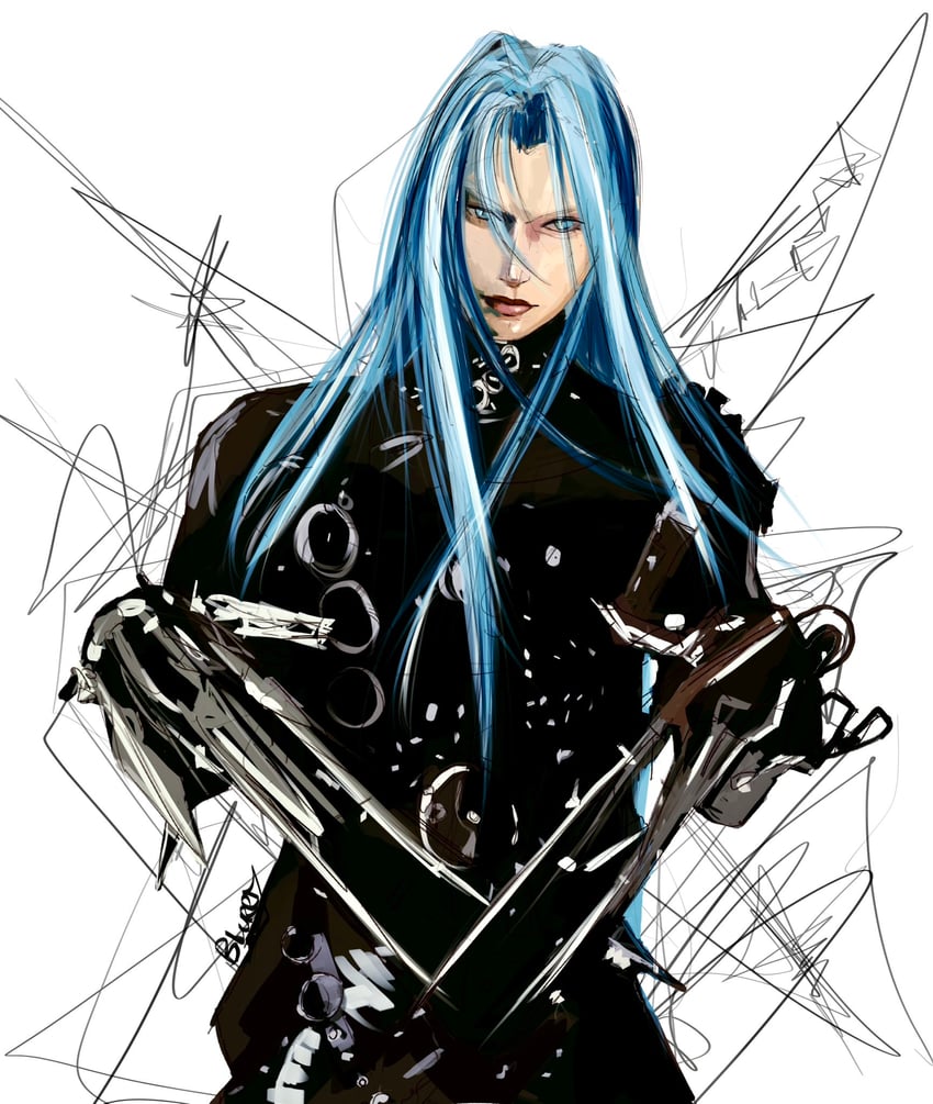 sephiroth and edward scissorhands (final fantasy and 3 more) drawn by blurryzip