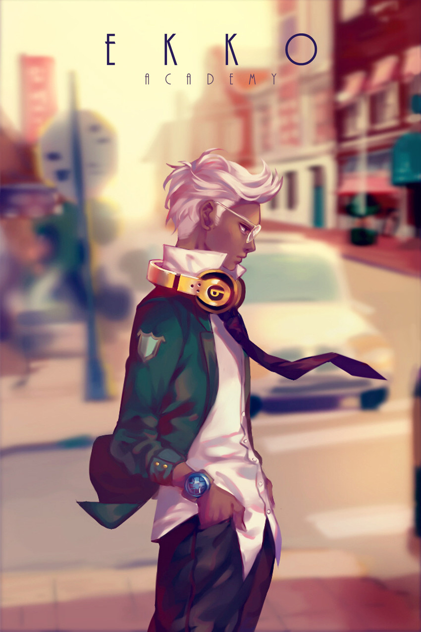 ekko and academy ekko (league of legends) drawn by leng
