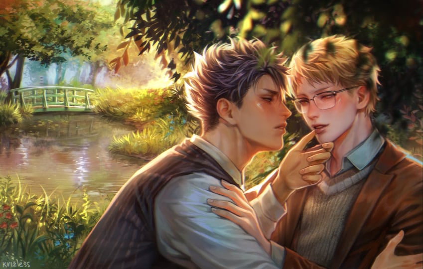 kuroo tetsurou and tsukishima kei (haikyuu!!) drawn by asya_(krizless)