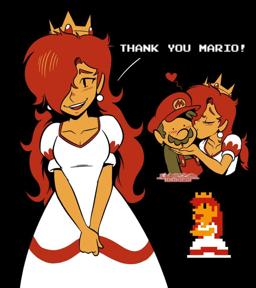 princess peach and mario (mario and 1 more) drawn by brandon_santiago