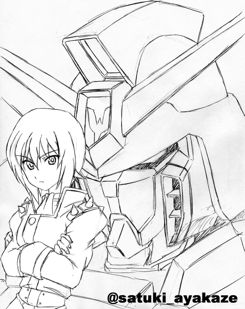 nishizumi maho, schwarz bruder, and gundam spiegel (girls und panzer and 2 more) drawn by ayakaze_satsuki