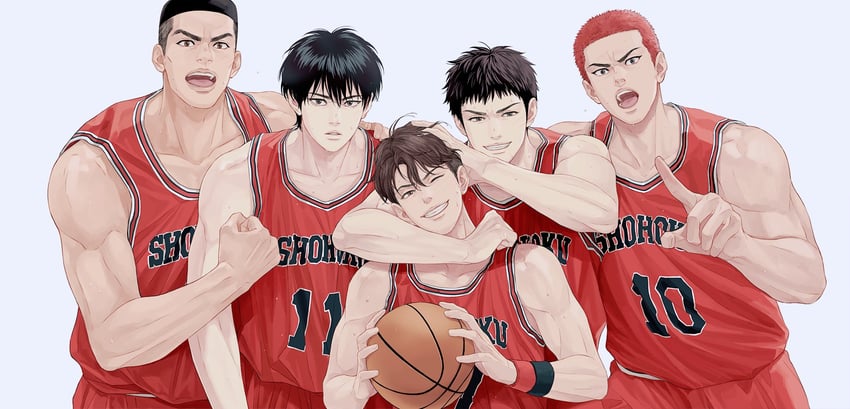 sakuragi hanamichi, rukawa kaede, miyagi ryouta, mitsui hisashi, and akagi takenori (slam dunk) drawn by twoframe