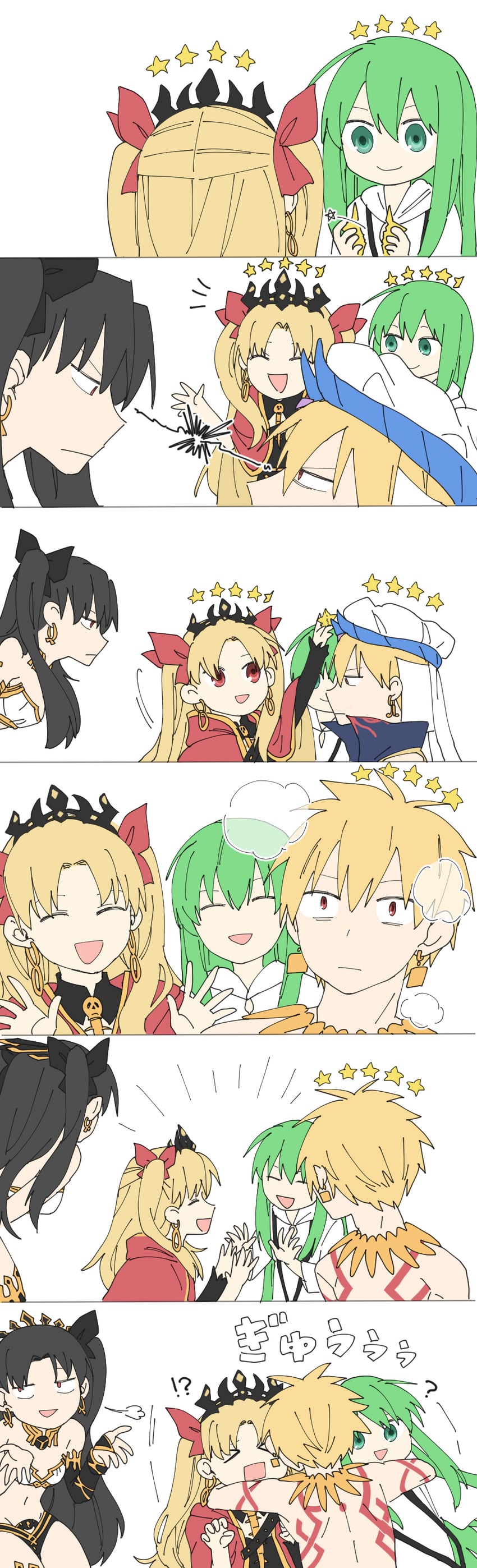 ereshkigal, ishtar, enkidu, gilgamesh, and ms. fortune (fate and 1 more) drawn by hinata_(eine_blume)