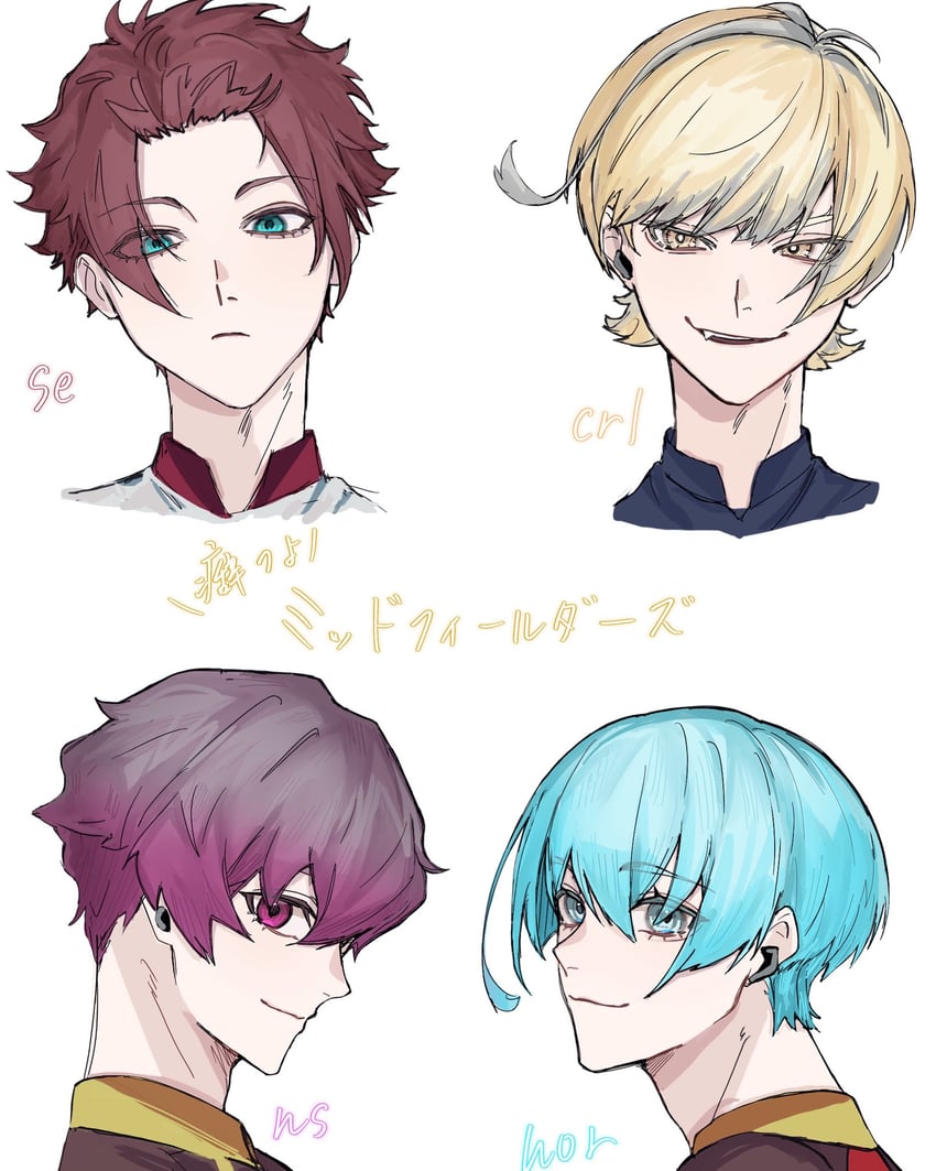 itoshi sae, you hiori, alexis ness, and charles chevalier (blue lock) drawn by daizu_yomibbnb2