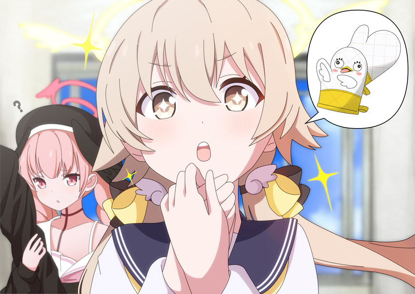 koharu, hifumi, and peroro (blue archive) drawn by zundamochi_(sera)