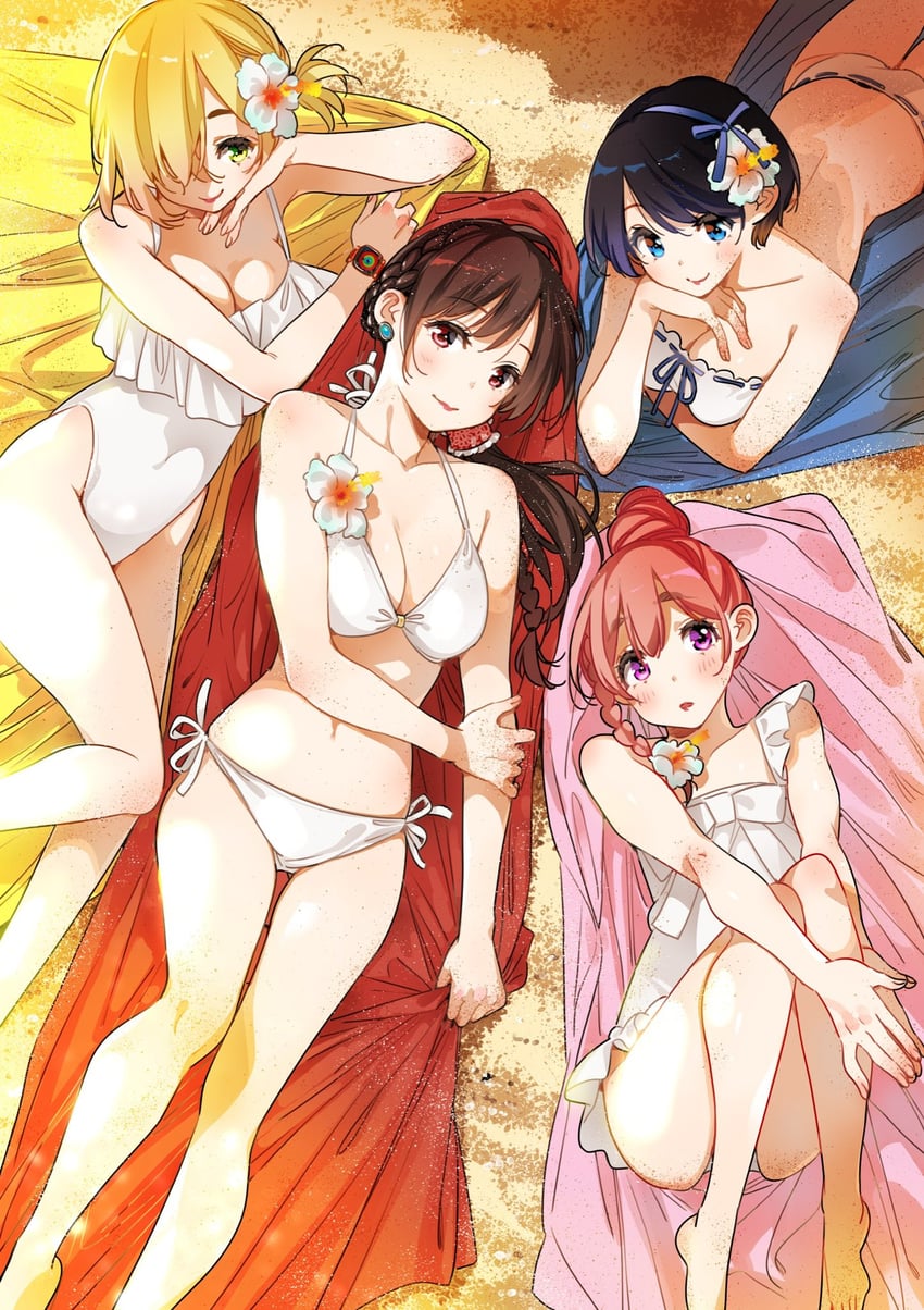 mizuhara chizuru, sarashina ruka, nanami mami, and sakurasawa sumi (kanojo okarishimasu) drawn by miyajima_reiji