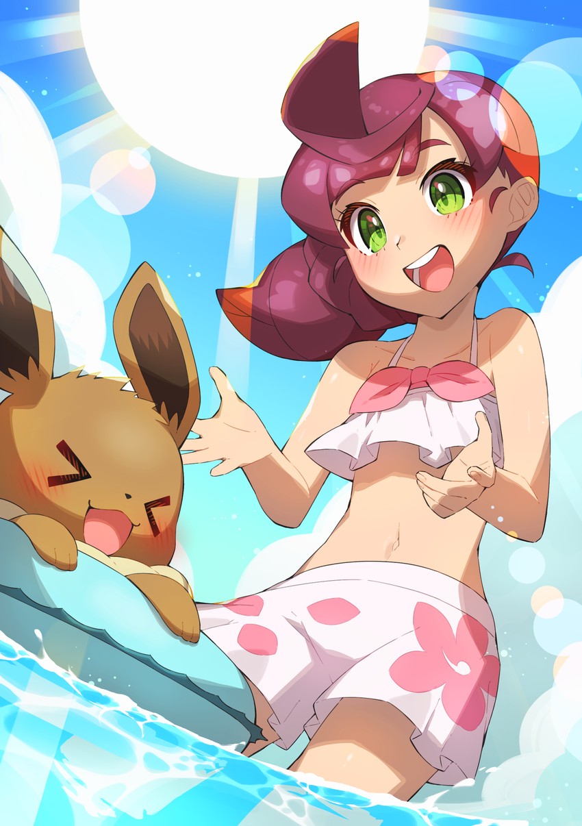 eevee and chloe (pokemon and 1 more) drawn by taisa_(lovemokunae)
