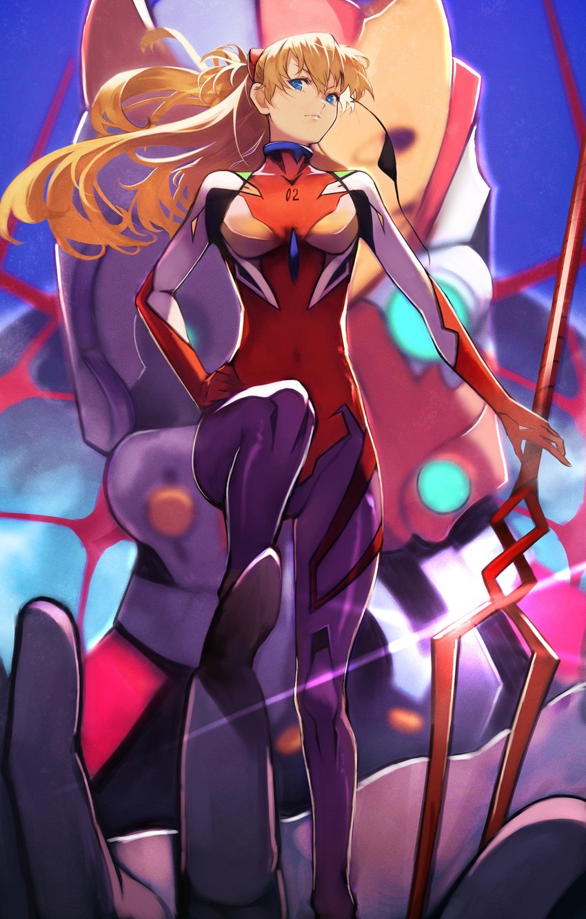 souryuu asuka langley and eva 02 (neon genesis evangelion and 2 more) drawn by yoshio_(55level)